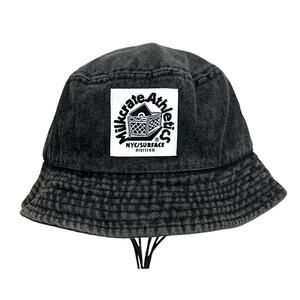 Milkcrate Athletics NYC Bucket Hat One Size Washed Black Denim Skate Streetwear